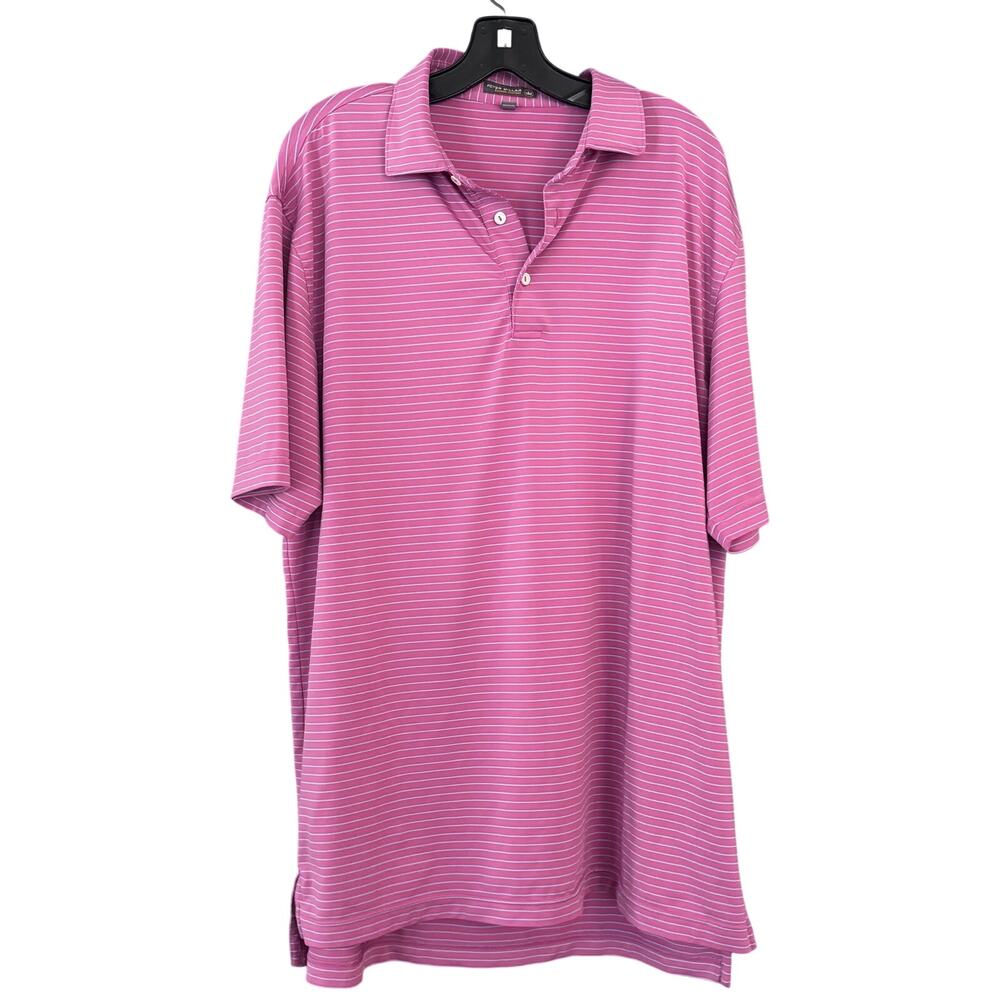 Peter Millar Summer Comfort Polo Golf Shirt L Striped Preppy Sporty Performance